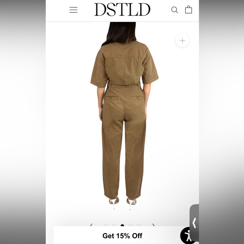 DSTLD Tan Utility Jumpsuit with Collared Neckline XS $198 Sundry NWOT - Picture 2 of 4